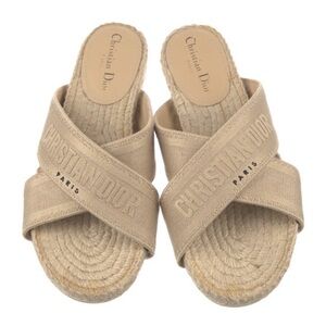 Christian Dior Jute Beige Espadrille Slides